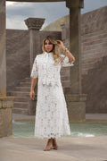 Set Amélie de Encaje Floral con Camisa y Falda Midi