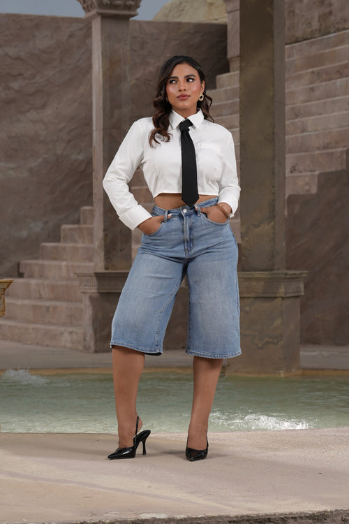 Blusa Blanca Con Corbata