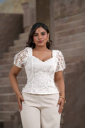 Blusa Amelia Blanca de Encaje Floral