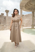 Vestido Midi Estilo Safari